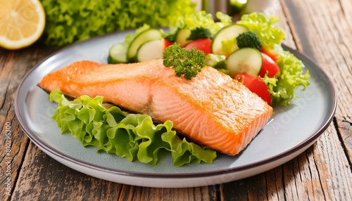 Gilled salmon with vegetables