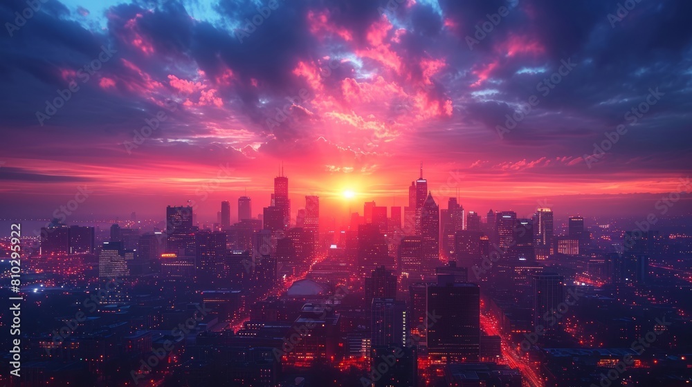 Obraz premium トワイライトの都市景観,Generative AI AI画像