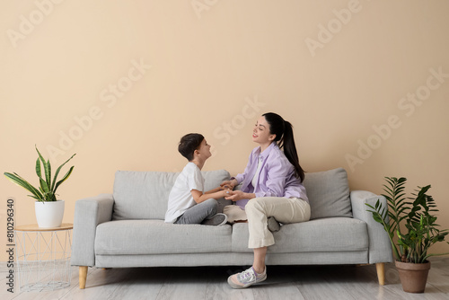 Mother with her little son ...