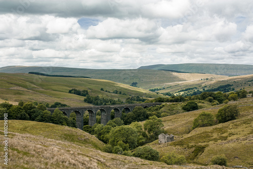 Yorkshire Dales landscape with hills and clouds