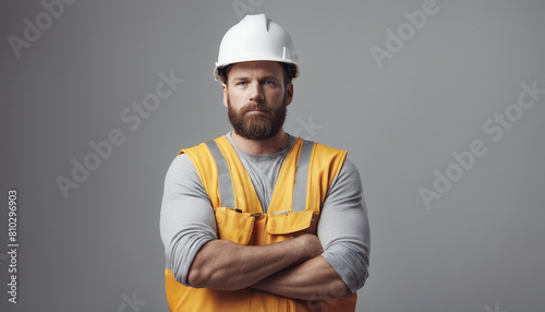 portrait of an American construction worker in work clothes