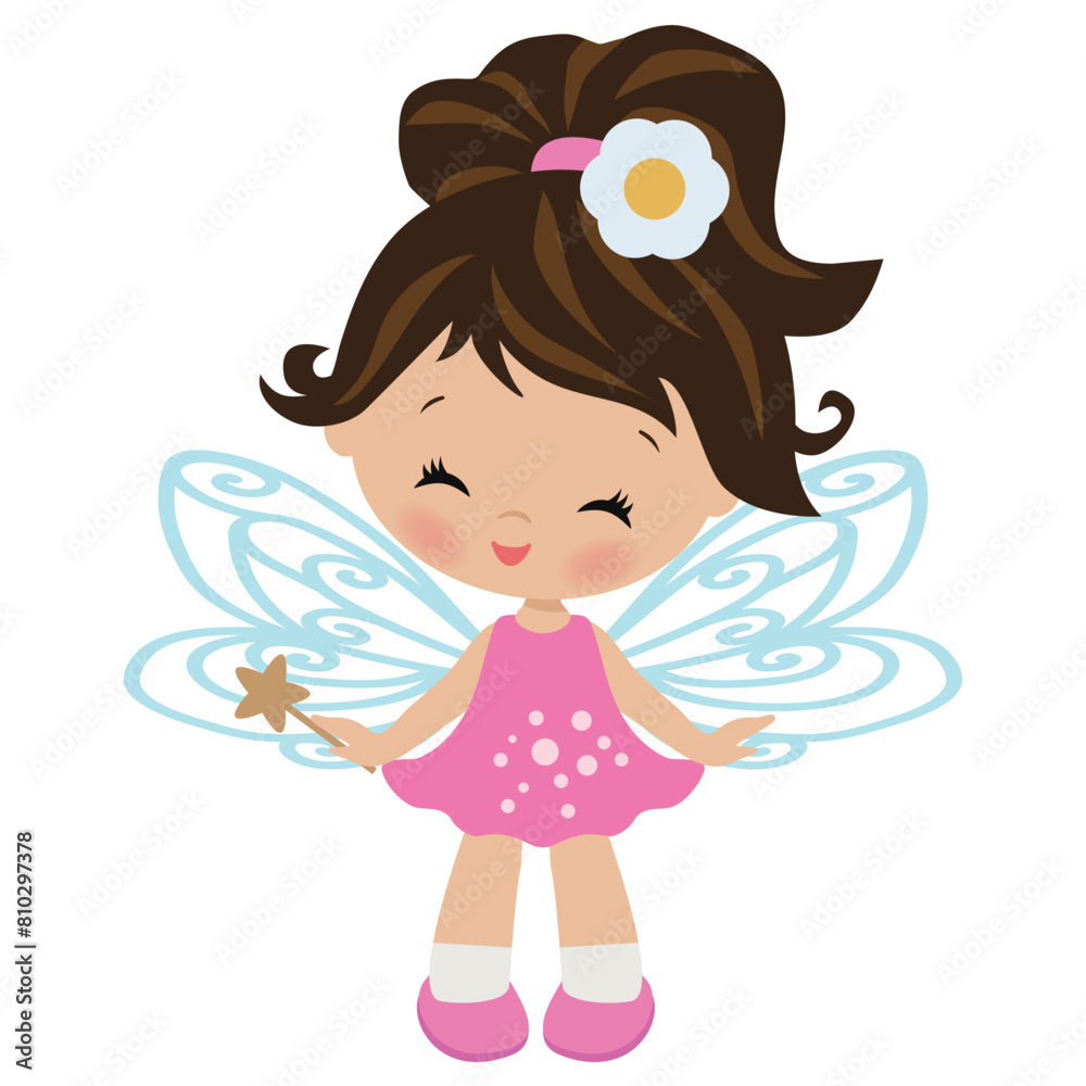 Cute little garden fairy with a magic wand
vector cartoon illustration Cute little garden fairy with a magic wand
vector cartoon illustration