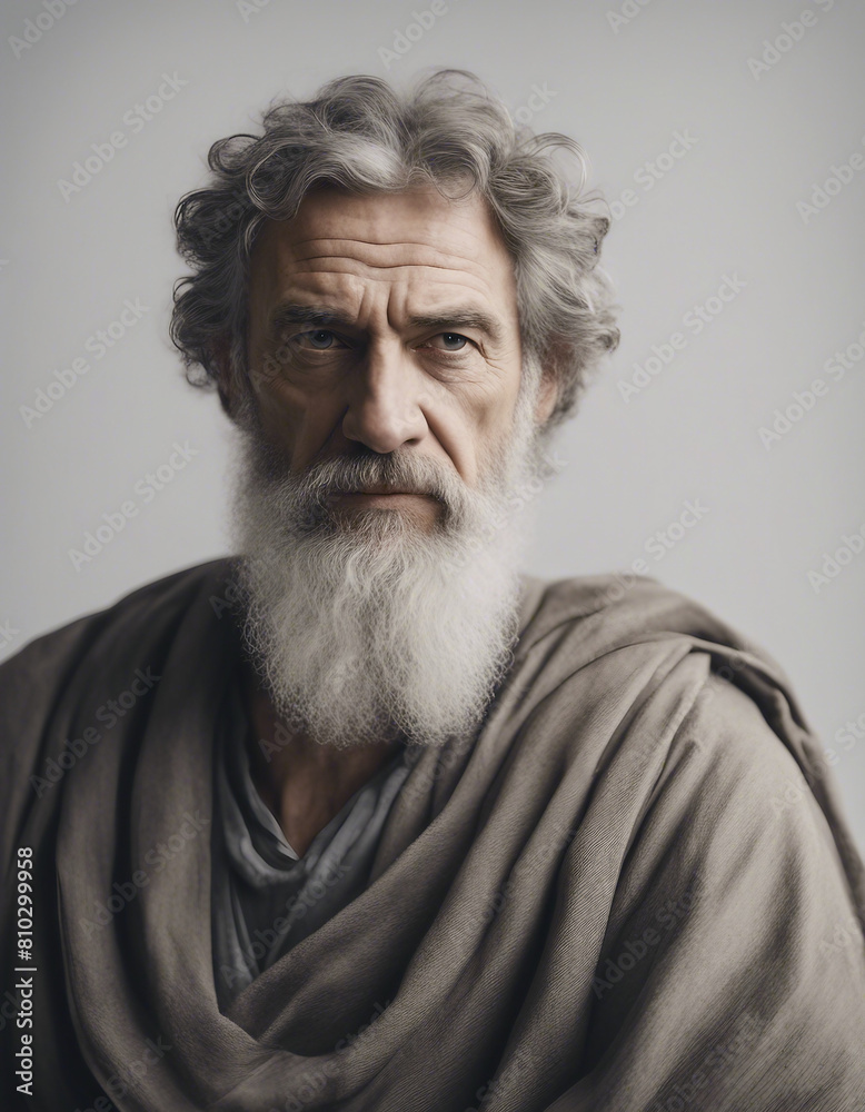 portrait of greek philosopher, isolated white background, copy space for text
portrait of greek philosopher, isolated white background, copy space for text