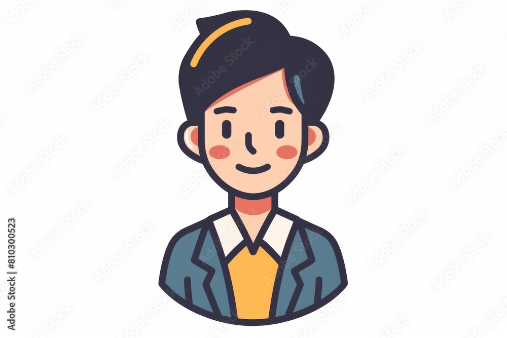 Image: an illustrated avatar of a smiling businesswoman with a modern hairstyle and professional attire for corporate and creative profiles