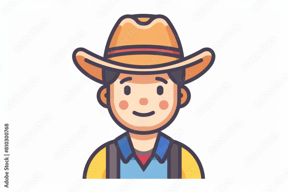 Welcoming cartoon cowboy character with a hat and vest, displaying a friendly and cheerful demeanor Welcoming cartoon cowboy character with a hat and vest, displaying a friendly and cheerful demeanor