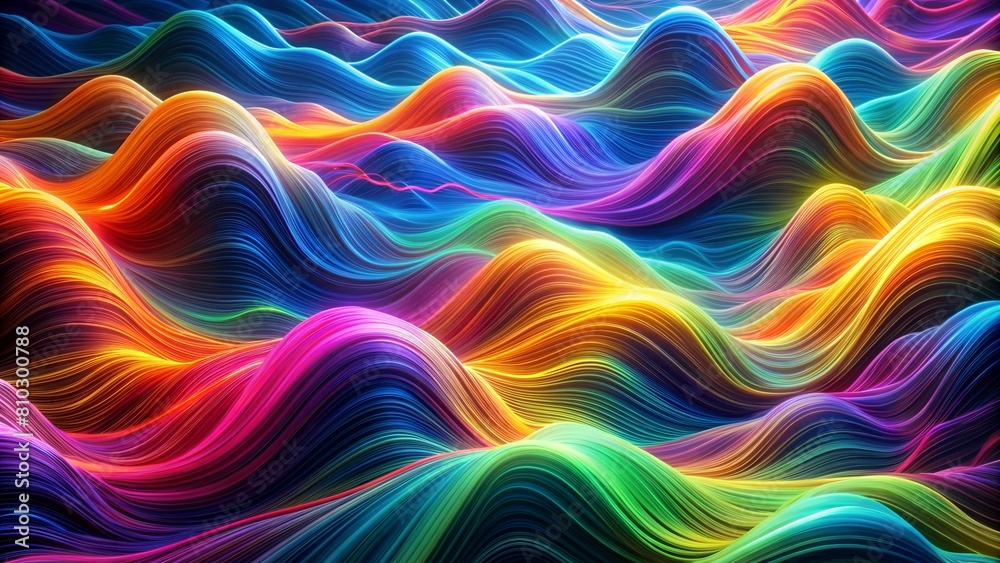 A vibrant 3D rendering of wavy textures with a dynamic and colorful pattern A vibrant 3D rendering of wavy textures with a dynamic and colorful pattern