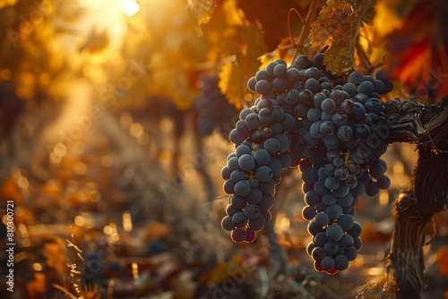 Cluster of Grapes Hanging From Vine