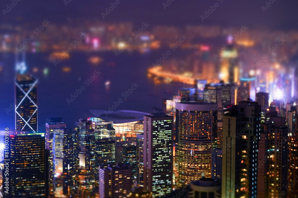 Miniature effect cityscape at night