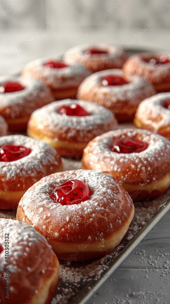 A group of jelly filled donuts with various fillings. 