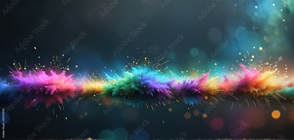 Close-up of colored dust particles are whirled up and released into the ambient air Close-up of colored dust particles are whirled up and released into the ambient air