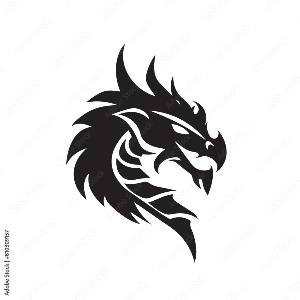 Dragon in cartoon, doodle style . Image for t-shirt, web, mobile apps and ui. Isolated 2d vector illustration in logo, icon, sketch style, Eps 10, black and white. AI Generative