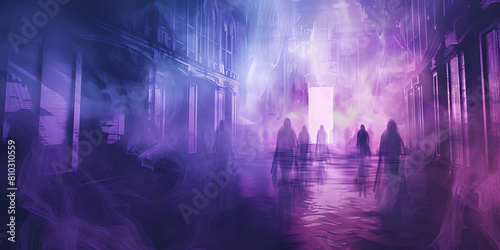 Haunted House  Abstract Spooky Background with Shadows and Ghostly Figures  Perfect for Horror or Mystery Plays
