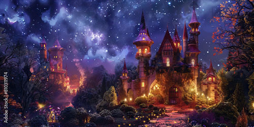 Magical Kingdom: Abstract Fantasy Realm with Castles and Magic, Perfect for Fairy Tale or Adventure Plays photo