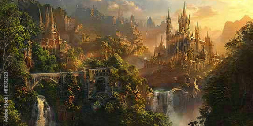 Magical Kingdom: Abstract Fantasy Realm with Castles and Magic, Perfect for Fairy Tale or Adventure Plays