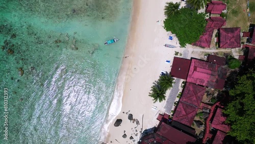 Tropical paradise of perhentian kecil malaysia Dramatic aerial view flight drone photo