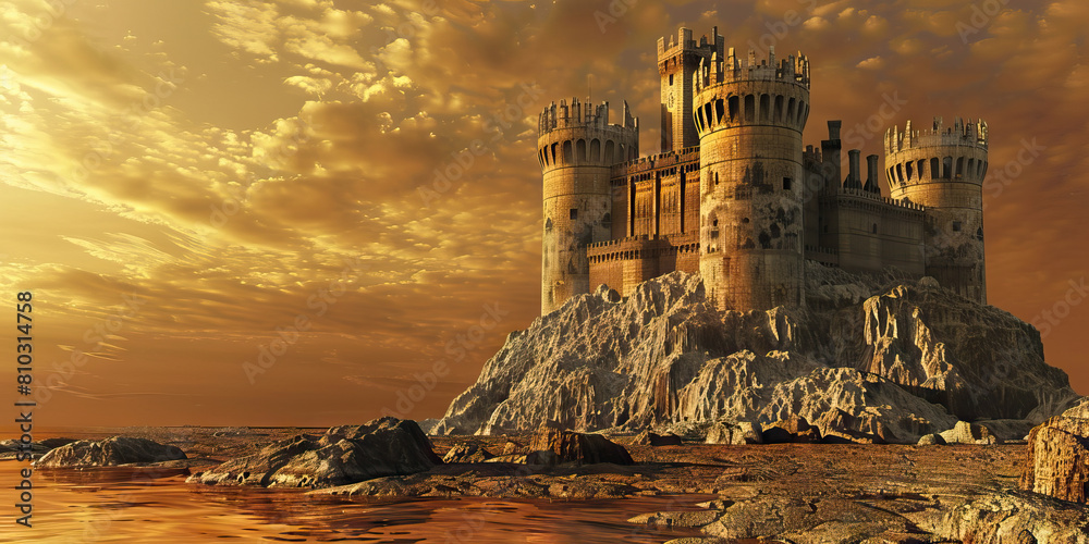 Fototapeta premium Historical Castle: Abstract Representation of a Medieval Castle, Perfect for Historical or Fantasy Dramas