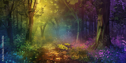 Fantasy Forest  Abstract Illustration of Enchanted Woods  Ideal for Fairy Tale or Fantasy Play Settings