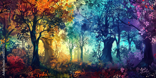 Fantasy Forest  Abstract Illustration of Enchanted Woods  Ideal for Fairy Tale or Fantasy Play Settings