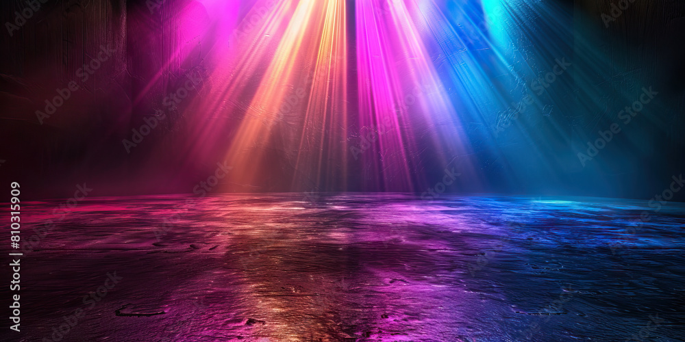Dramatic Stage: Abstract Background with Deep Colors and Spotlight Effects, Evoking Theatrical Atmosphere
