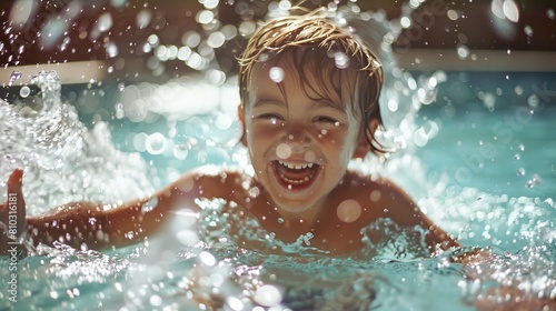 Child playing in swimming pool