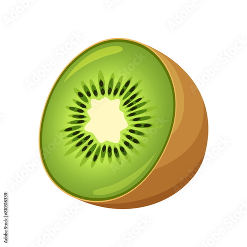 Half of fresh kiwi fruit isolated on white background.
