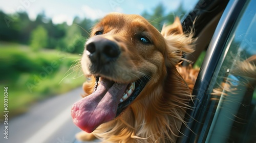 Joyful Dog Riding in Car