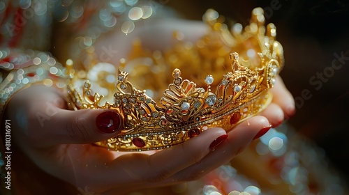Regal Hand Adorned with Gold Crown