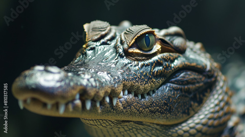 a fierce crocodile staring at the camera with intense powerful © Dmitriy