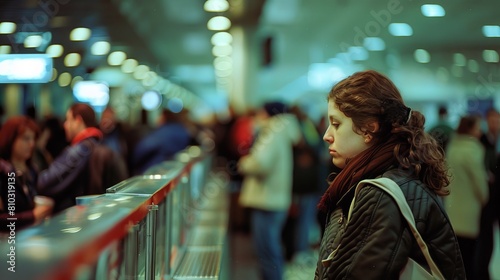 Frustrated Traveler in Airport Security Line