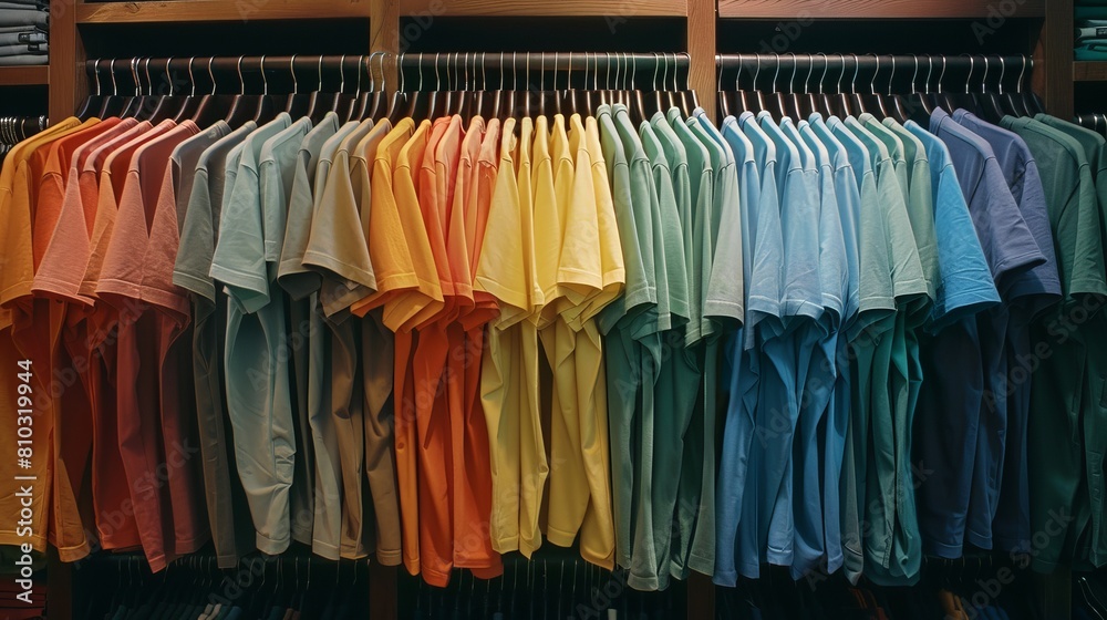 Gradient Plain T-Shirts on Clothing Rack
