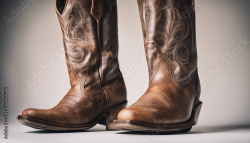 raditional cowboy boots, isolated white background 