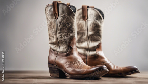 traditional cowboy boots, isolated white background 