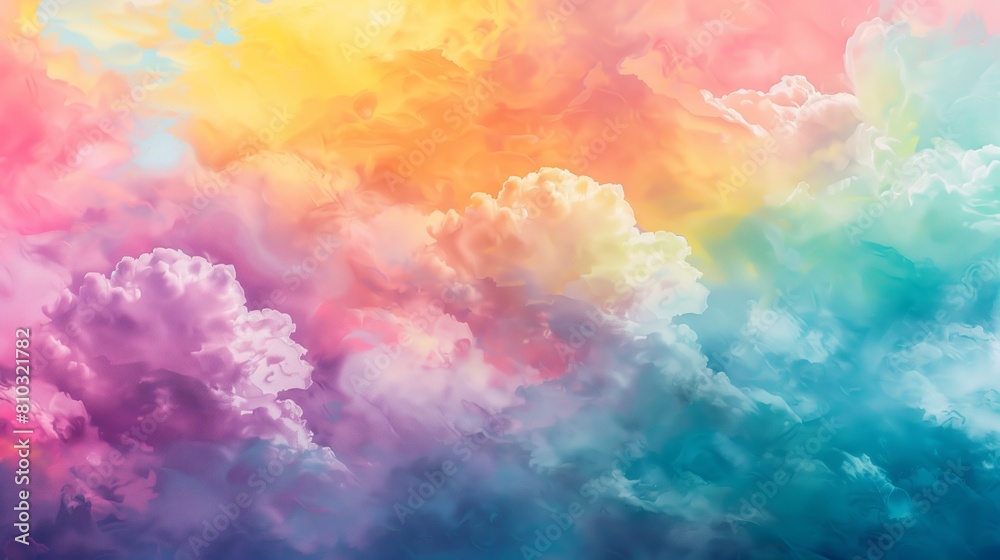 Fototapeta premium Abstract rainbow watercolor style cloud sky texture.