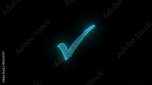 Wallpaper Mural  Neon tick mark icon glowing neon cyan color animation black background Torontodigital.ca