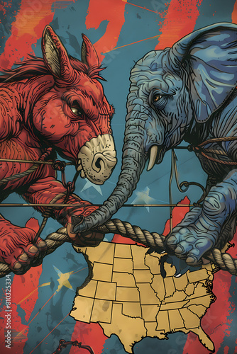 Editorial Cartoon Representing the Political Power Struggle in US Politics © Jared