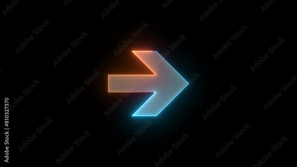 Neon right direction arrow icon brown cyan color glowing animated black background Neon right direction arrow icon brown cyan color glowing animated black background