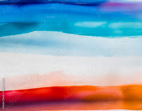 Bold blue to crimson red color watercolor wash, vibrant flowing colors on watercolour paper, marbling, gentle gradient with natural textures. Background backdrop, organic texture.