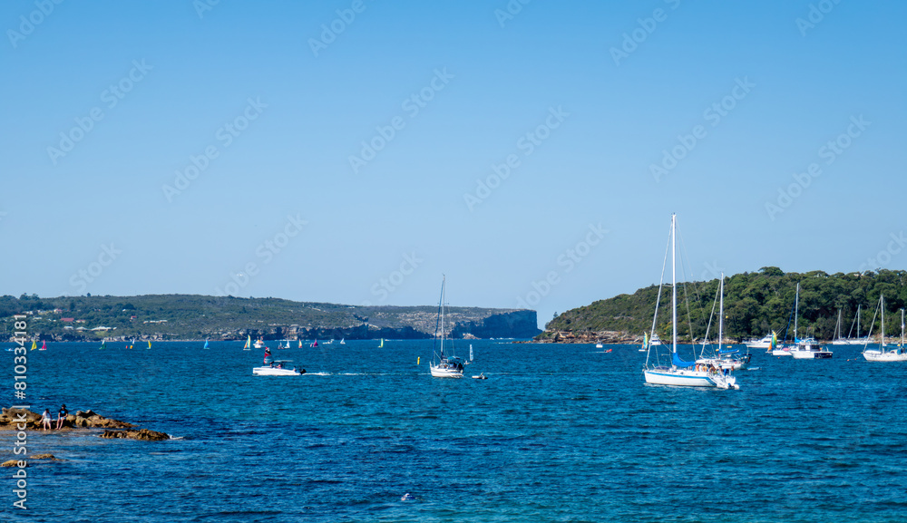 Sydney Harbour, taken from Balmoral Beach. Sailing boats and yachts on a bright clear day. NSW, Australia. Sydney Harbour, taken from Balmoral Beach. Sailing boats and yachts on a bright clear day. NSW, Australia.