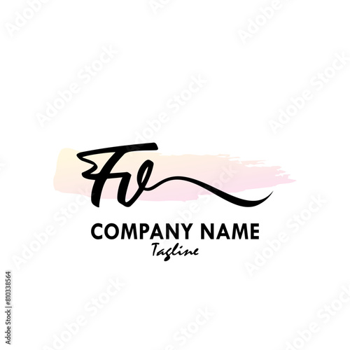 FV Watercolor Initial Logo Design Vector