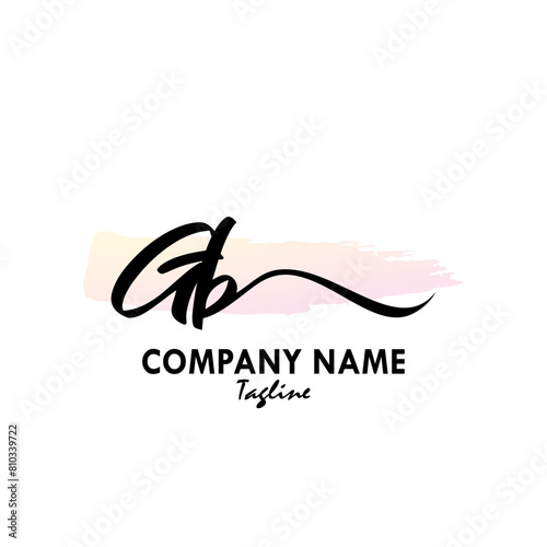 GB Watercolor Initial Logo Design Vector