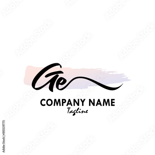 GE Watercolor Initial Logo Design Vector