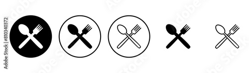 spoon and fork icon set. spoon, fork and knife icon vector. restaurant icon photo