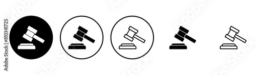 Gavel icon set. judge gavel icon vector. law icon vector. auction hammer