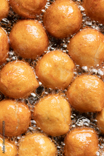 Chinese Shrimp Ball are Fried in Boiling Oil