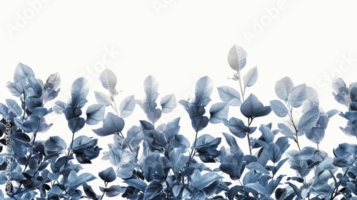 A beautiful grey leaves pattern border on a white background, in the light gray and dark blue style of daz3d, with detailed foliage in a high resolution and handpainted style. photo