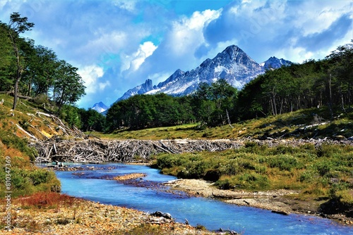 Dramatic scenery of Tierra del Fuego as seen from the hiking trail leading to Esmeralda lagoon (Argentina)