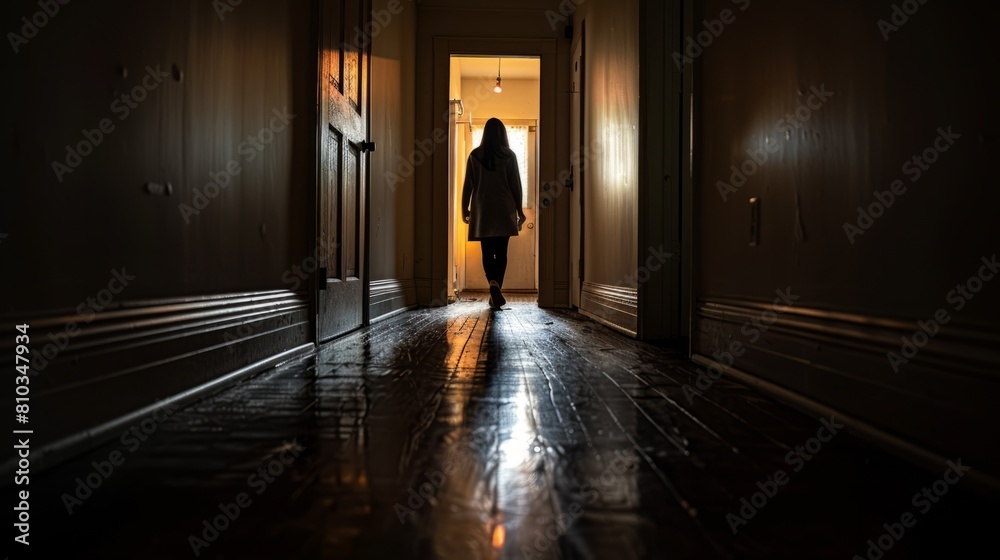 In the darkness of the hallway The view stretched towards the bedroom door.
His silhouette stood against the glowing threshold, as if the person was irresistibly attracted.