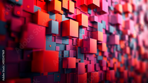 Vibrant Abstract Geometric Shapes in Red and Orange Hues, Perfect for Modern Art Concepts and Contemporary Designs. 8k Wallpaper High-resolution digital art.