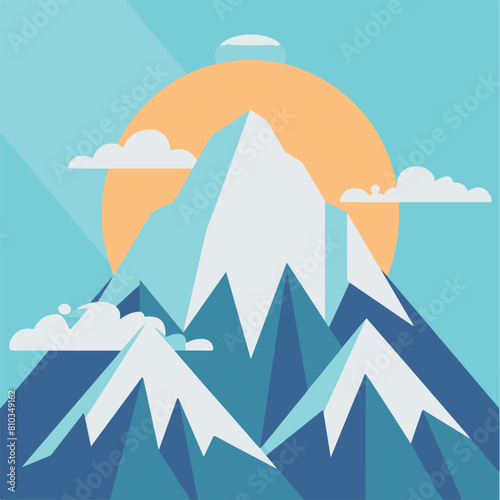 Mountain line in cartoon  doodle style. Image for t-shirt  web  mobile apps and ui. Isolated 2d vector illustration in logo  icon  sketch style  Eps 10. AI Generative