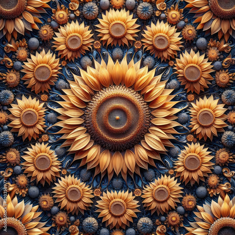 beautiful sunflower fields with Generative AI Techonology.	
